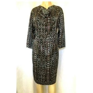 Rebecca Moses Silk Dress Draped neck Long Sleeve S